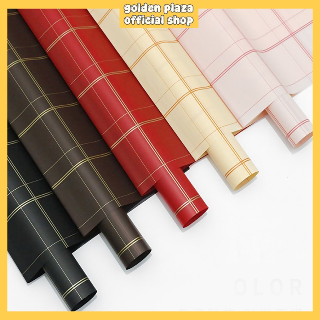 

20 LEMBAR Flower Wrapping Color Motif Gold Marble Line Kertas Buket Bunga Motif Gold Marble Line Cellophane Waterproof KB6191