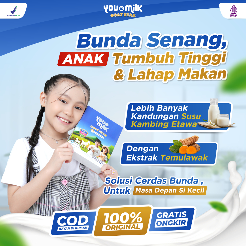 

YOU & MILK GOAT STAR 250gr Susu Anak Pertumbuhan Anak Naikan Nafsu dan Berat Badan Otot danTulang