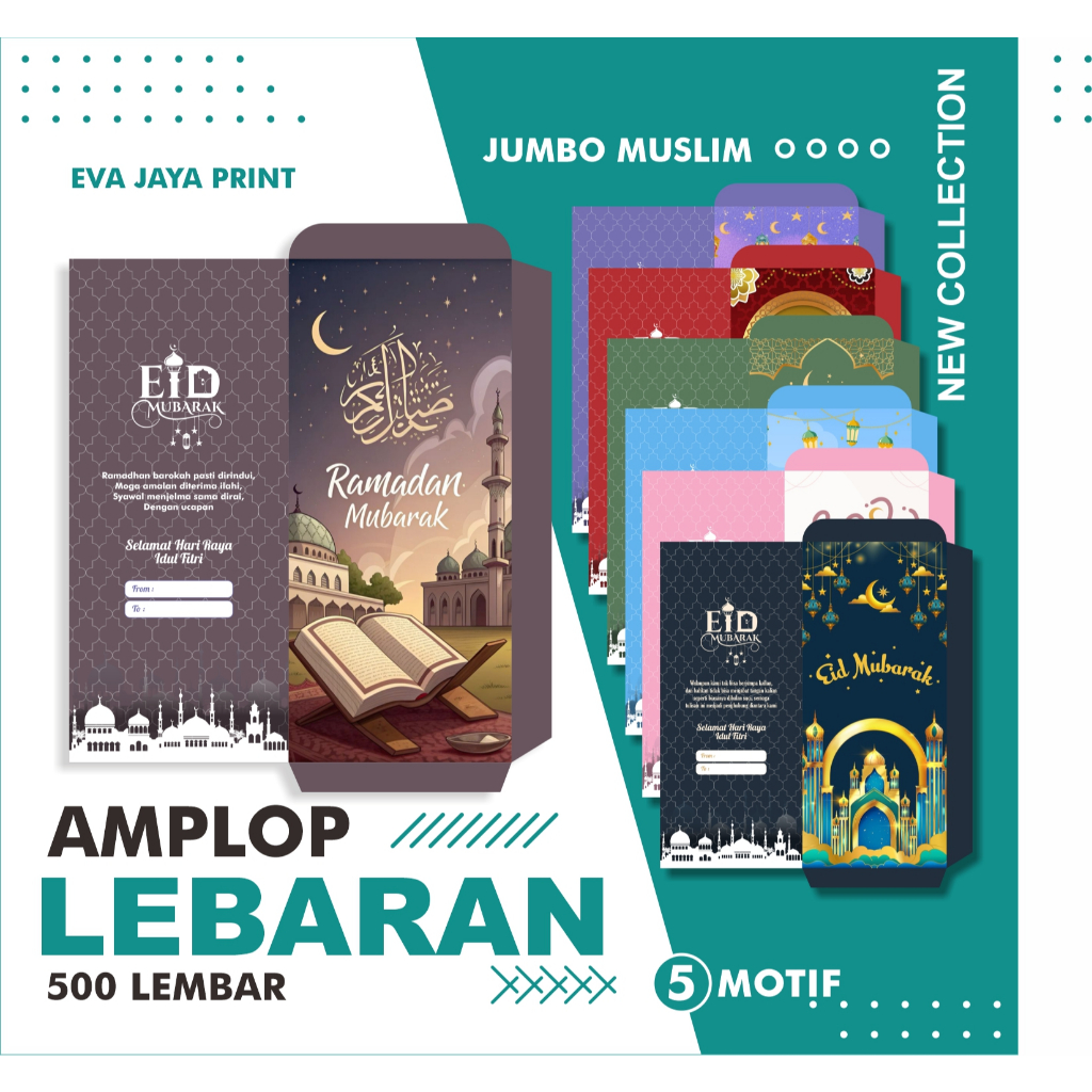 

500 LEMBAR AMPLOP LEBARAN JUMBO MUSLIM