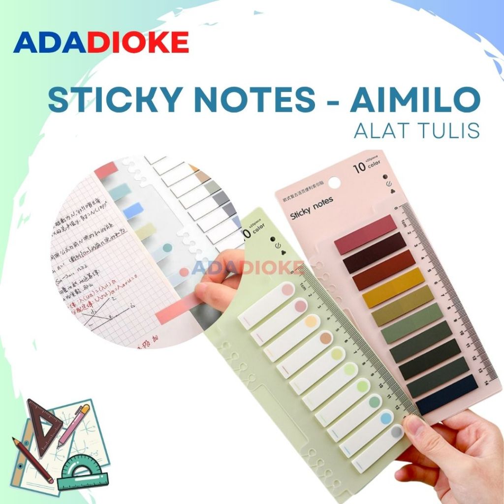 

Aimilo Sticky Notes Sticker Penanda Sticker Pembatas Buku Index Page Markers 10 Warna 200 Lembar