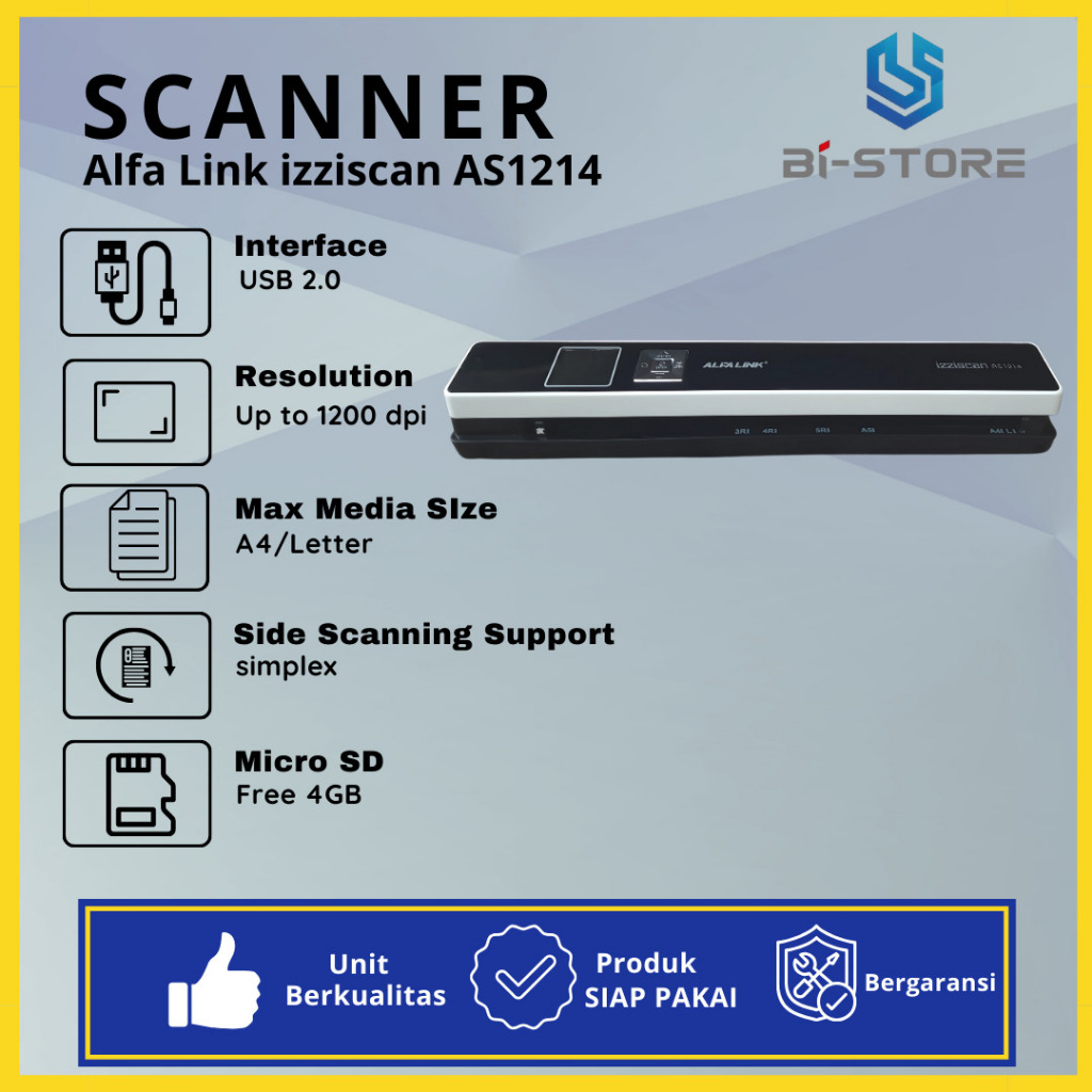 Scanner Portable Alfalink IzziScan AS1214 Bisa Digunakan Tanpa Adaptor