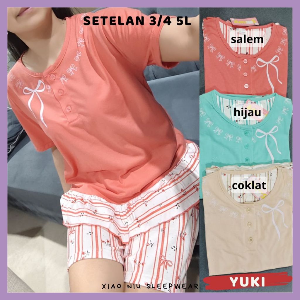 Baju Tidur Jumbo Wanita 5L LD 130 Celana Pendek Bahan Kaos Katun