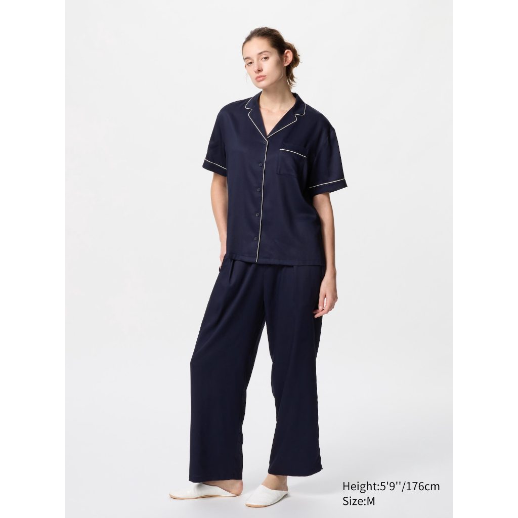 Uniqlo Piyama Satin Lengan Pendek (Celana Panjang)