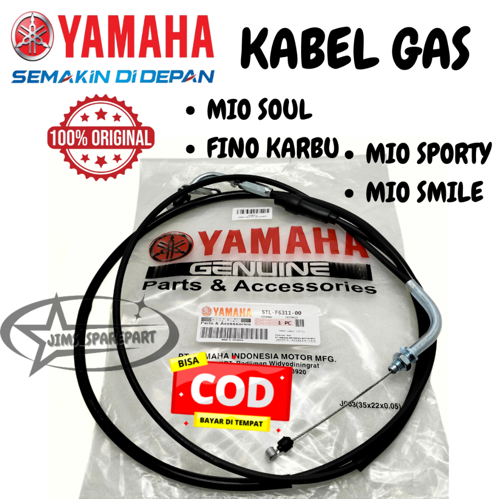 KABEL GAS YAMAHA 5TL MIO SOUL SPORTY SMILE FINO KARBU TALI GAS ORI ASLI YGP