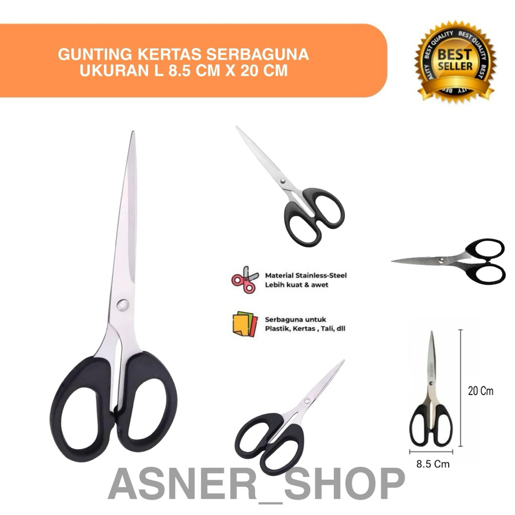 

Gunting Kertas Besar ( Size L ) Sissors Paper Stainless Steel Tajam