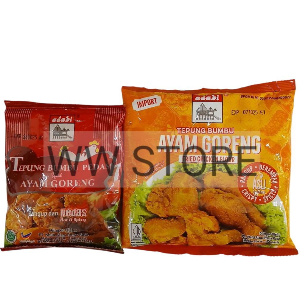 

Tepung bumbu ayam goreng rasa rempah asli pedas halal MUI adabi Original 150g Hot & Spicy 80g Fried Chicken Flour