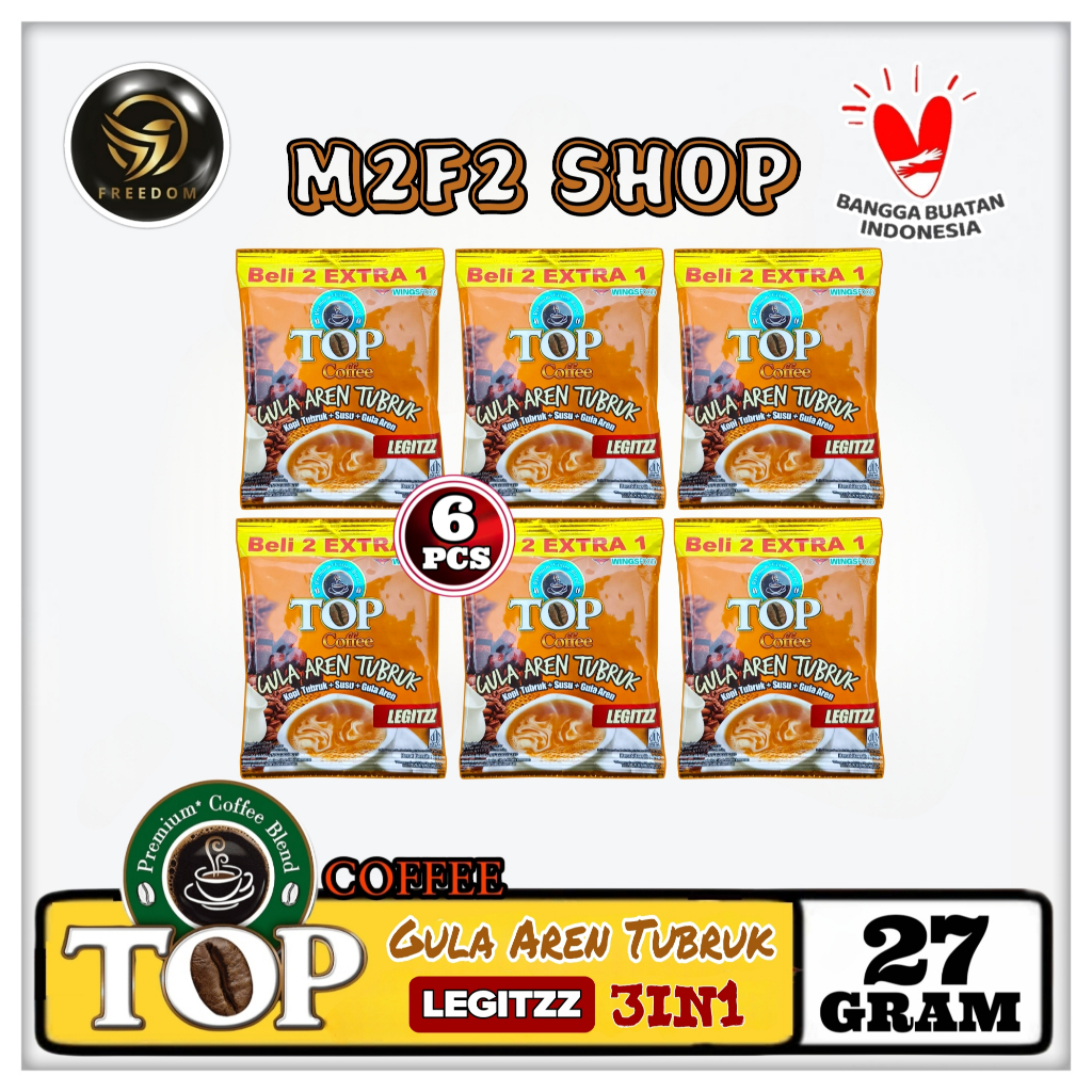 

Kopi TOP Gula Aren Tubruk 3in1 Legitzz | Kopi Bubuk Sachet - 27 gr (Kemasan 6 Pcs)
