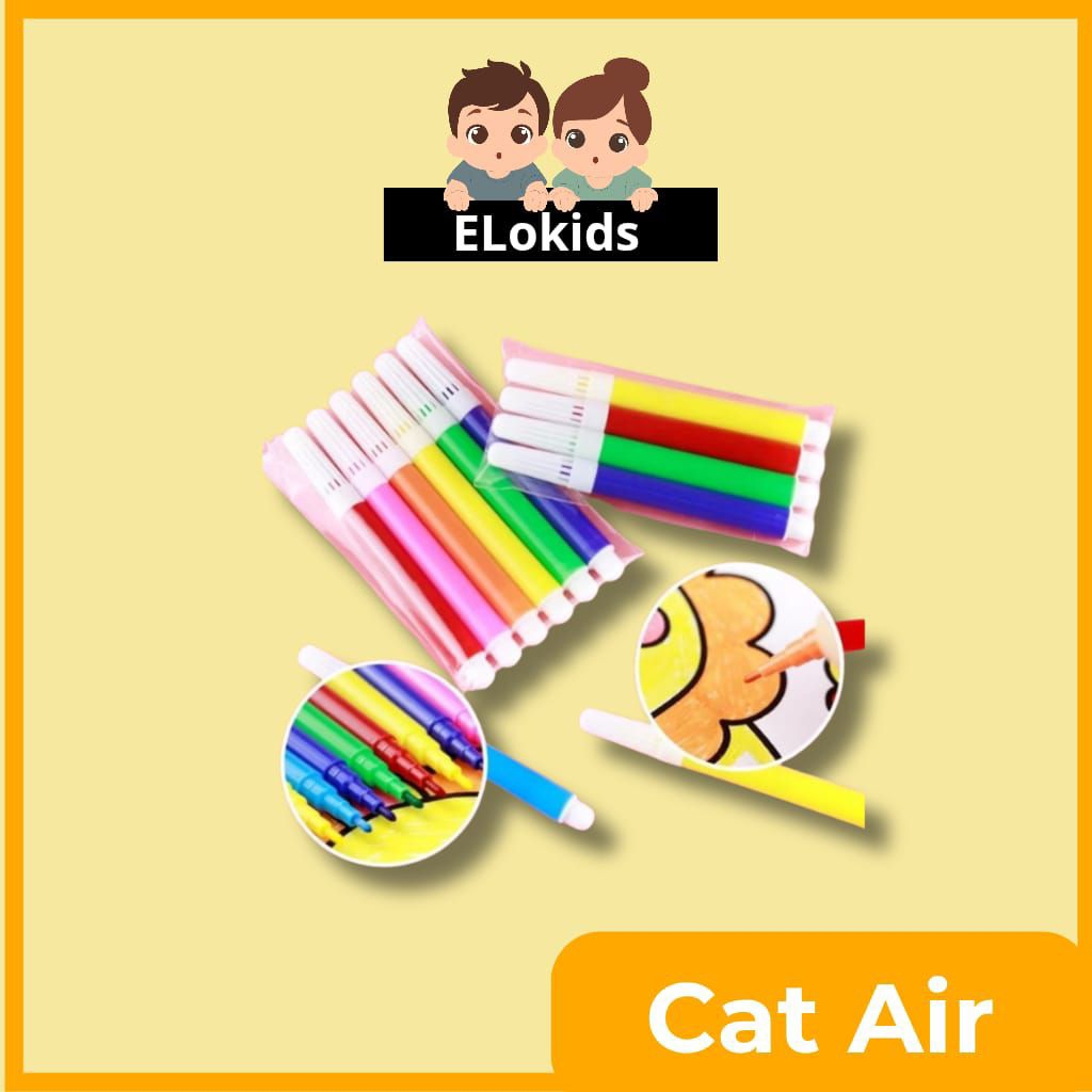 

Elokids Cat Air Stick Isi 6 | Spidol Mewarnai Anak Tanpa Tumpah | Aman & Praktis