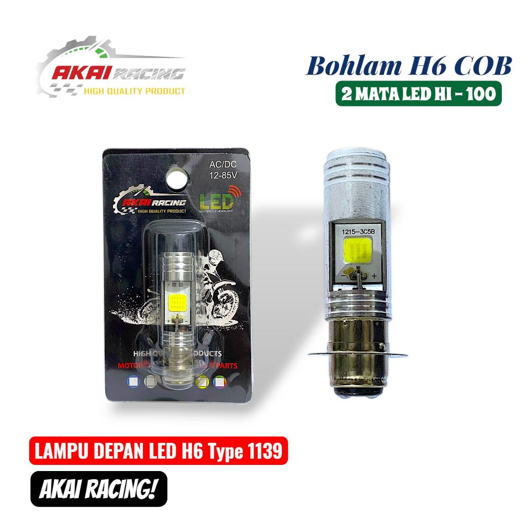 Lampu Depan LED H6 1139 Akai Racing Bohlam Lampu Depan LED Kaki 1 Universal Motor Bebek & Matic