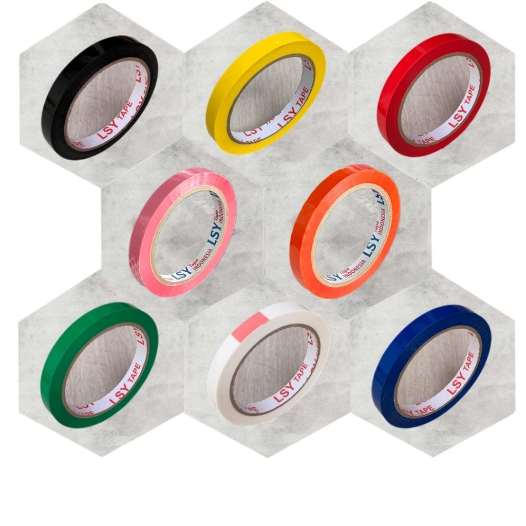

isolasi / lakban warna-warni 12MM x 80yard full LSY TAPE INDONESIA ( CBM )
