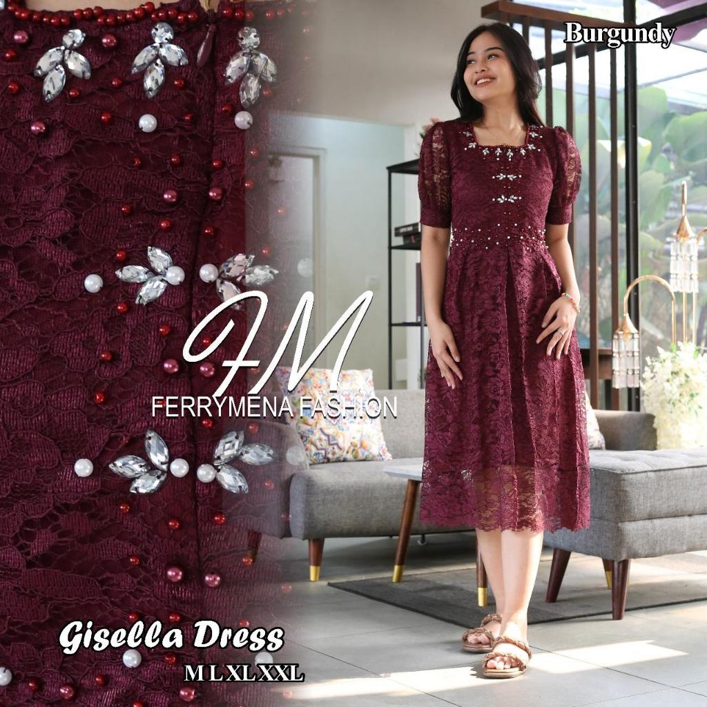 Dress New Model Gisella, Dress Natal, Dress Terbaru dengan Model Elegan, Dress Gereja , Dress Pesta 