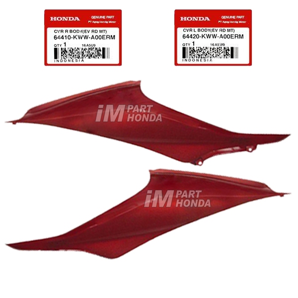 64410-KWW-A00ERM 64420-KWW-A00ERM Cover Body Kanan Kiri Revo 110 DX 2009 Merah Bata