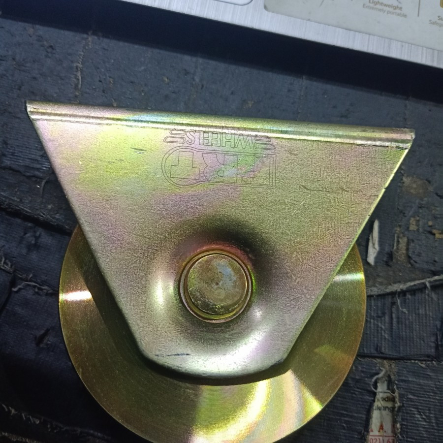 Roda Pagar Pintu Pagar 10cm bulat Besi As Kuning