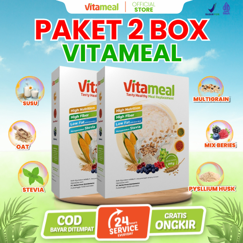 

[GARANSI RESMI] Vitameal Paket 2 Box Sereal Sehat Multigrain – Turunkan Gula Darah Tinggi, Cegah Diabetes Kolesterol Asam Lambung & Maag | Diet Aman & Alami VITAMINILK HERBAL