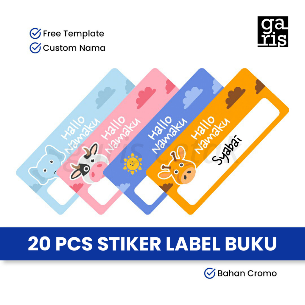 

20 Stiker Nama - Label Nama Buku Pelajaran Sekolah - Stiker mata pelajaran