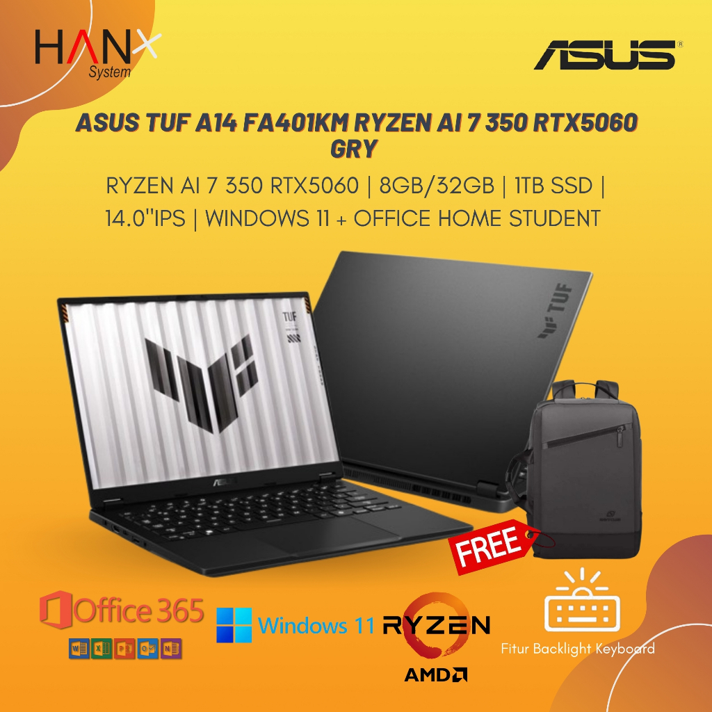 ASUS TUF A14 FA401KM RYZEN AI 7 350 RTX5060 8GB/ 32GB 1TB W11+OHS+M365B 14.0 WQXGA 165HZ 100SRGB (BO