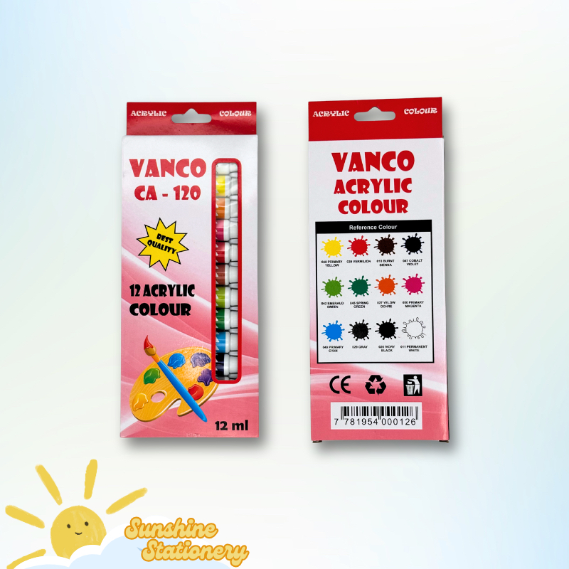 

[SET] VANCO Acrylic Colour Cat Akrilik 12 Warna CA-120 12ml