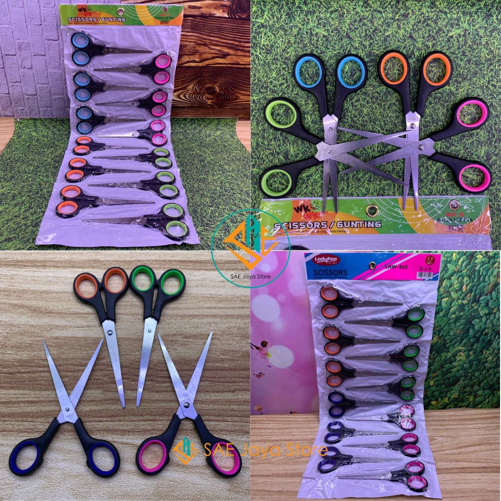 

SAE - GUNTING KERTAS TAJAM LEMBARAN MEREK WK WK 6 INCH DAN LADYPOP LHW-865 UKURAN BESAR / SCISSORS