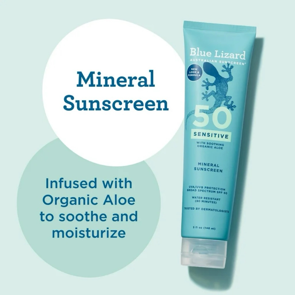 SUNSCREEN MINERAL SPF50 SENSITIVE WITH ALOE BLUELIZARD MADE IN AUSTRALIA PR3LOVED ORIGINAL
