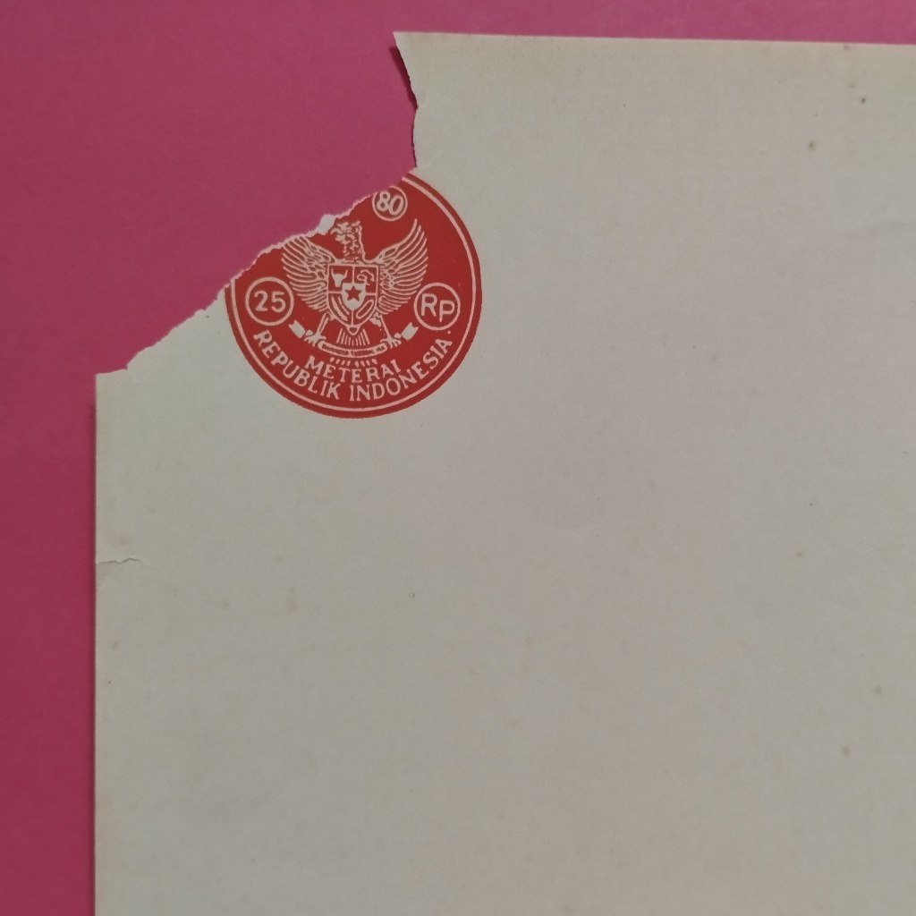 

Kertas Segel Kuno Rp 25 Tahun 1980 Single