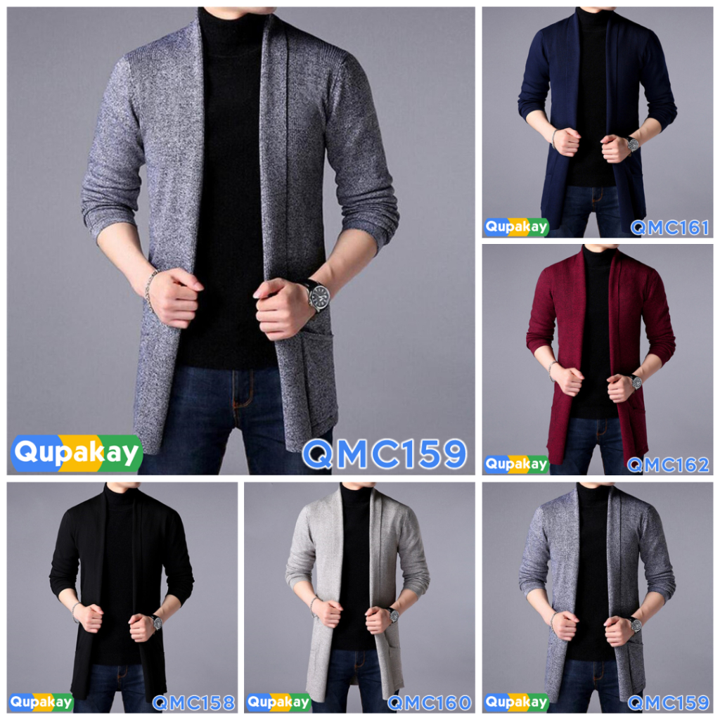 QUPAKAY Cardigan Korea Cotton Rajut Halus | Baju Pria Lembut, Adem & Nyaman QMC158 - QMC162