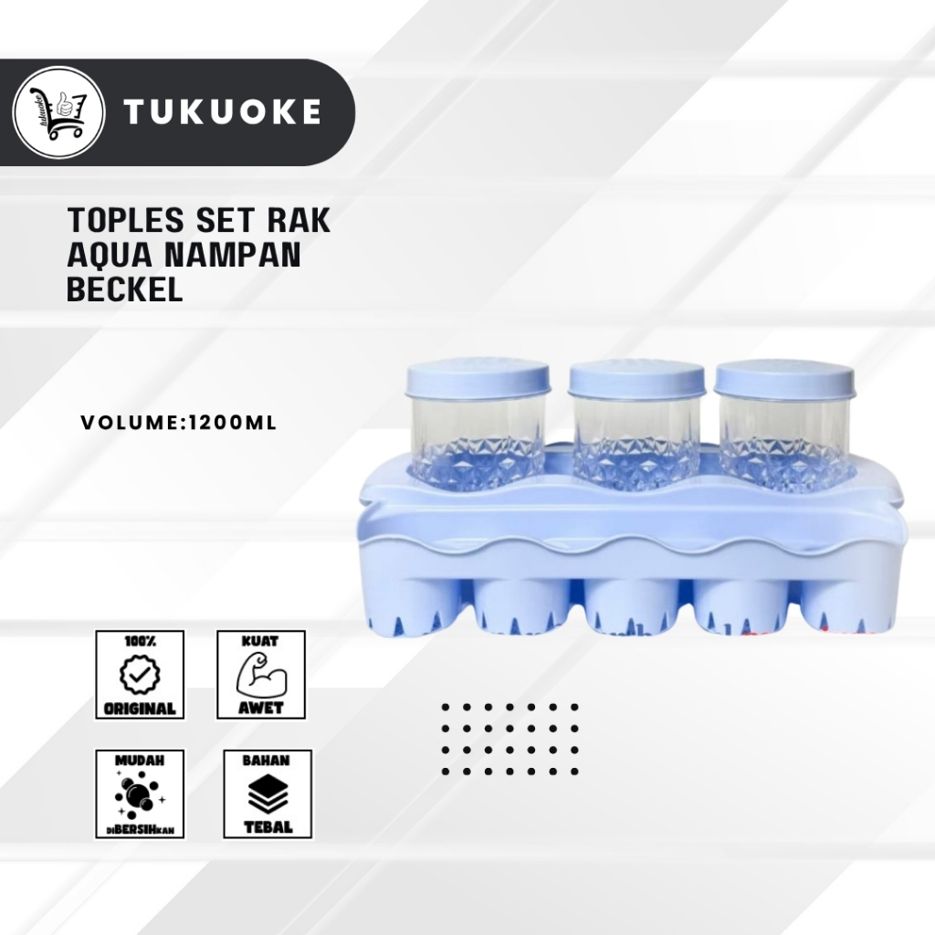 TUKUOKE TOPLES SET RAK AQUA NAMPAN BECKEL TOPLES KOMBINASI CALISTA PREMIUM WADAH AIR GELAS + 3 TOPLE
