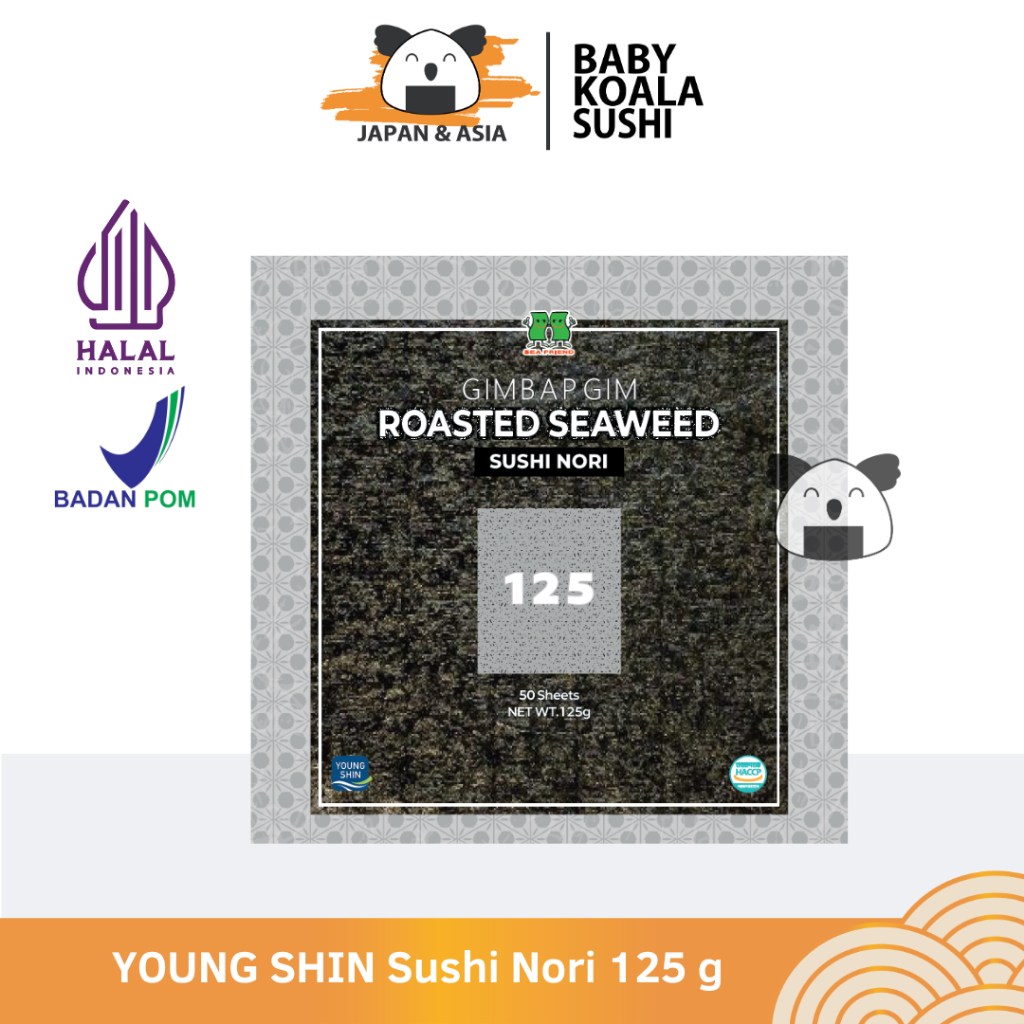 

YOUNG SHIN Sushi Nori Kimbab 125 g Isi 50 Lembar │ Nori Gimbab Import Lembar Rumput Laut