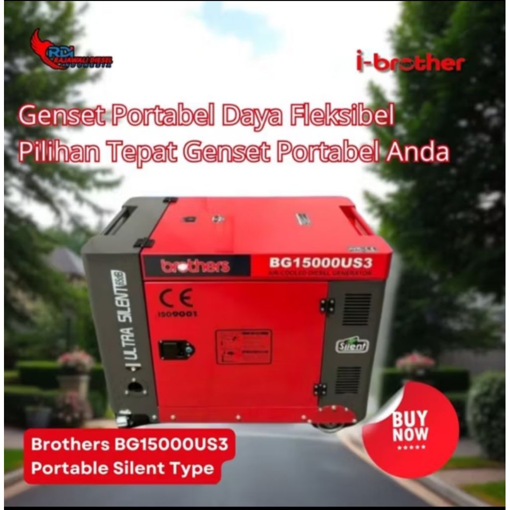 GENSET 12 KVA BROTHERS PORTABLE SILENT DIESEL BG15000US 9600 WATT