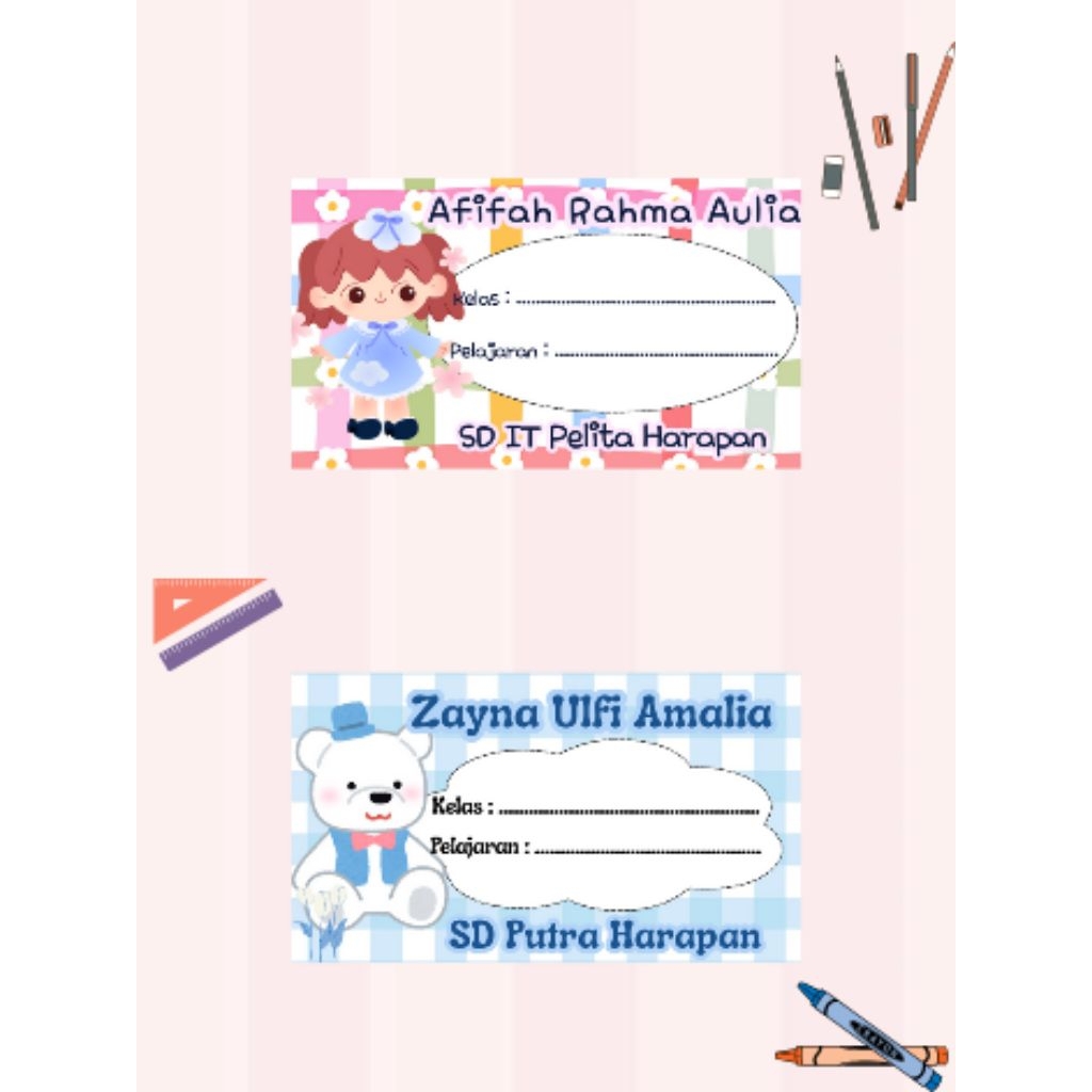 

stiker buku bisa custom motif