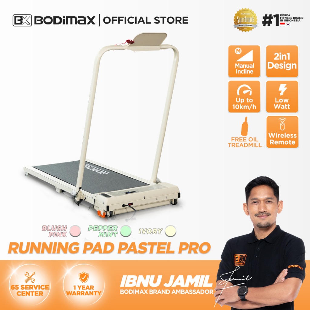 BODIMAX PASTEL PRO / Treadmill Pastel Incline / Treadmill Walking 8km / Treadmill Running 10km
