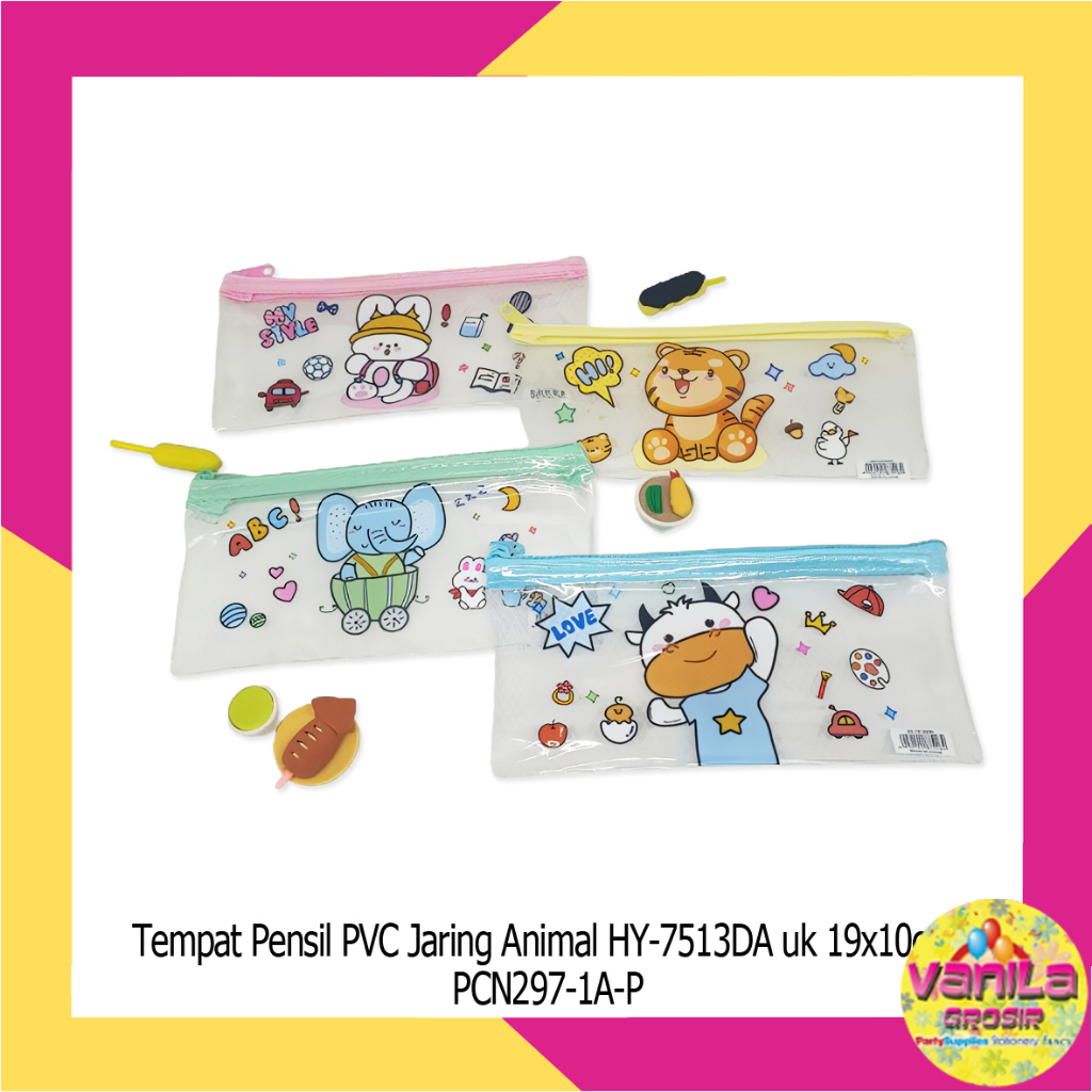 

(1Pcs) Tempat Pensil PVC Jaring Sanrio Unicorn Animal, tempat pensil resleting lucu, tempat pensil anak, pouch serbaguna