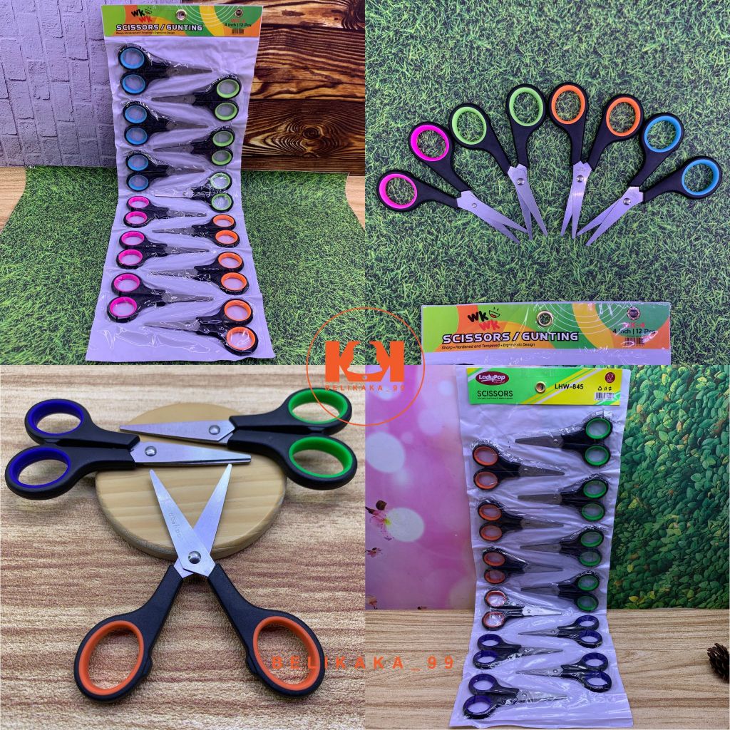 

GUNTING KERTAS TAJAM LEMBARAN MEREK WK WK 4 INCH DAN LADYPOP LHW-845 UKURAN KECIL / SCISSORS