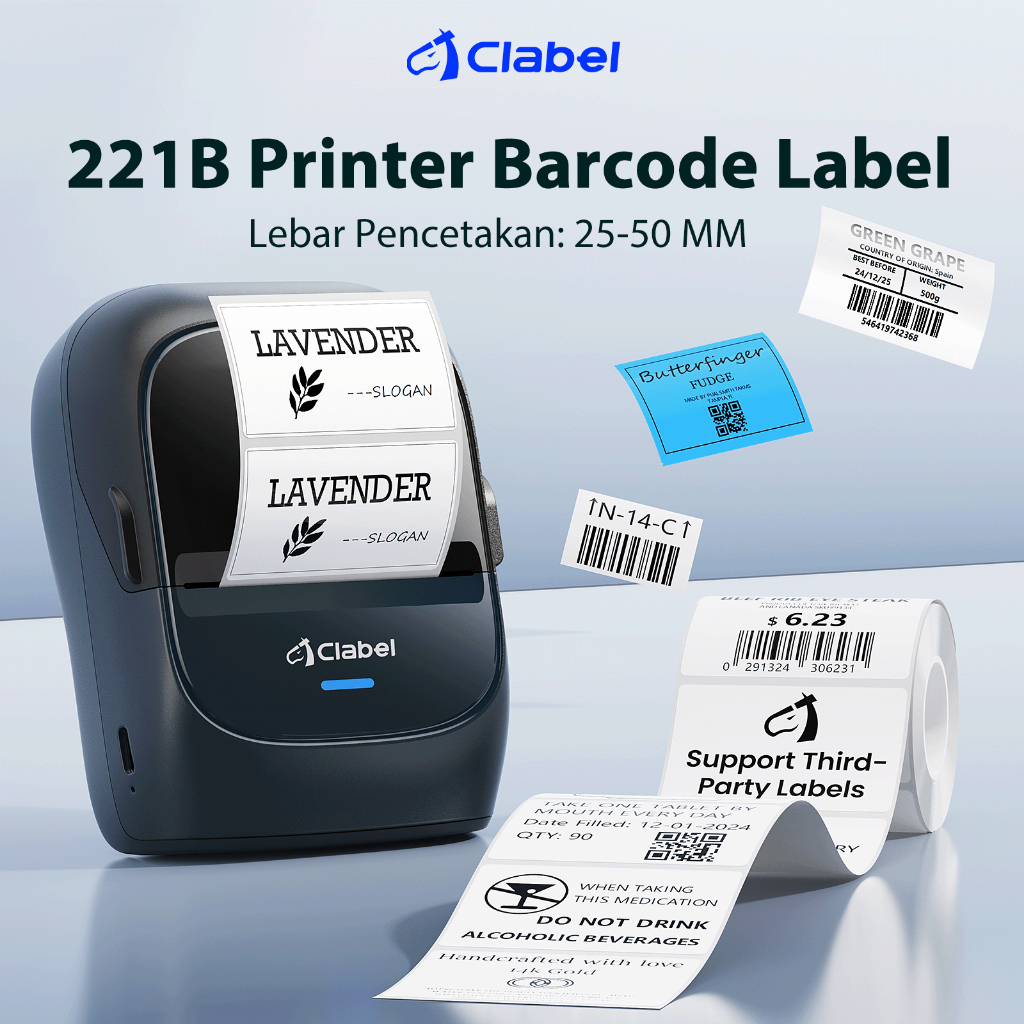 

CLABEL 221B printer bluetooth mini,Tanpa Tinta,Portabel printer thermal,barcode /kode QR/label/pola