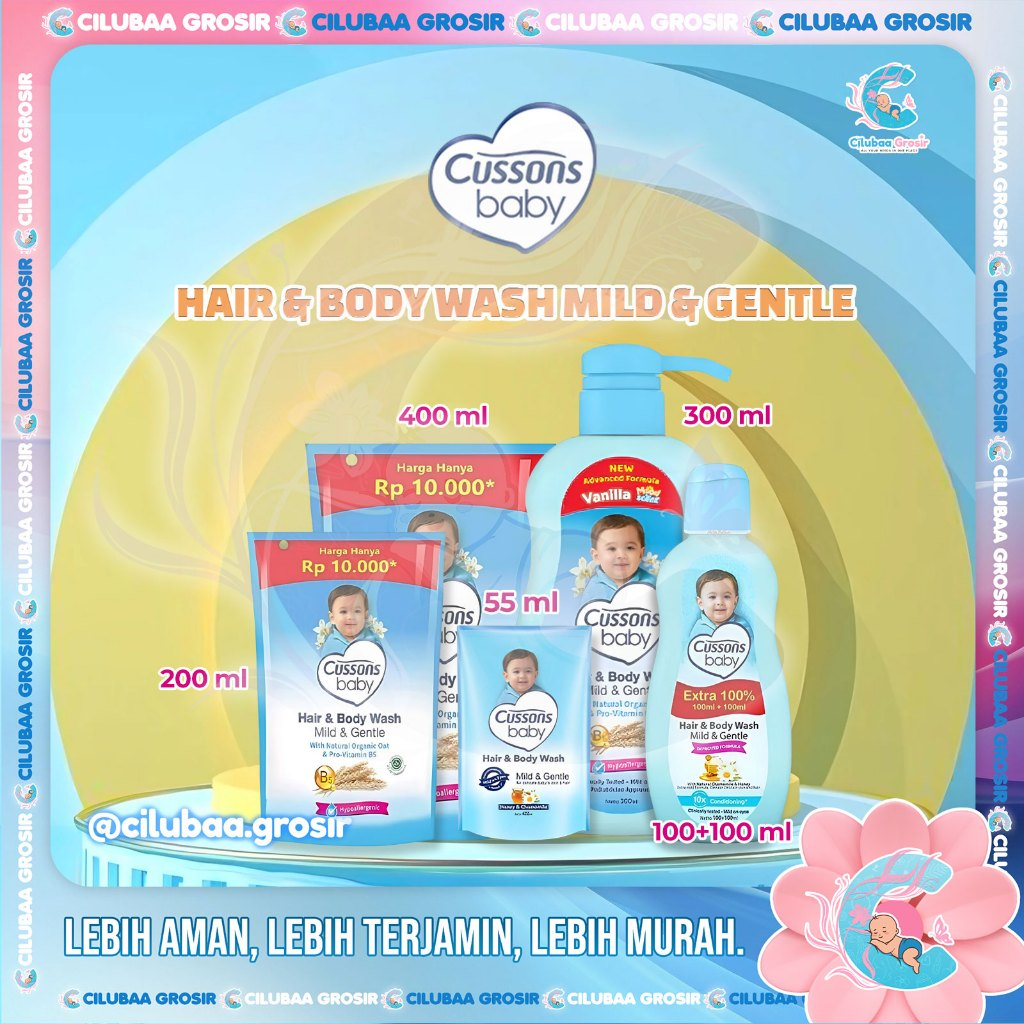 Cussons Baby Hair & Body Wash 100+100mL Mild & Gentle || Sabun Mandi Bayi Kemasan Botol & Pouch || H