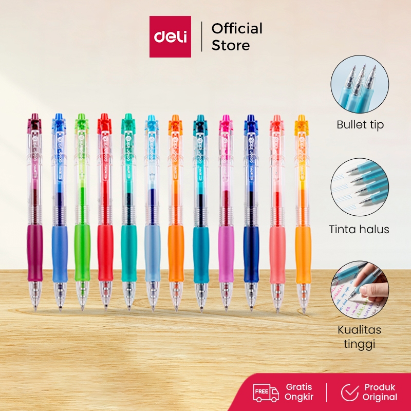 

Deli Pulpen Gel Warna / Color Gel Pen 0.5 mm Set 8 Warna SA500-All Color