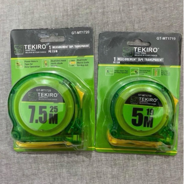 

TEKIRO Meteran 5 M / TEKIRO METERAN 7,5M / METERAN Transparan 5 Meter / METERAN Transparan 7,5 Meter