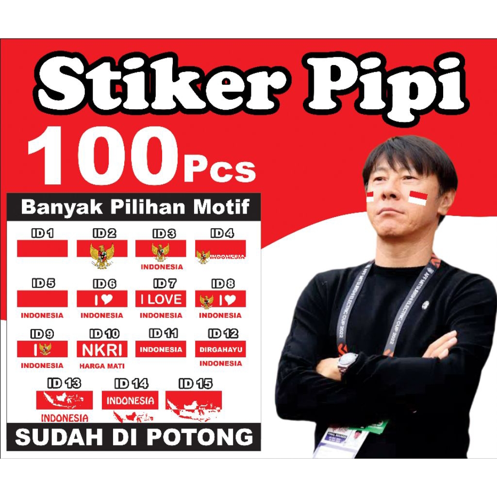 

100 Pcs STIKER PIPI MERAH PUTIH , sudah dipotong