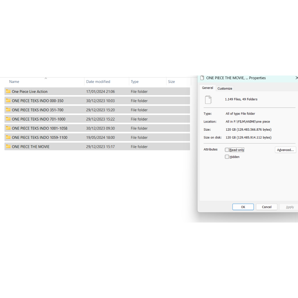 Flashdisk 128gb + anime one piece + movie + live action