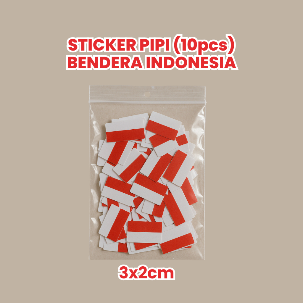 

Stiker Pipi Bendera Indonesia 3x2cm – Isi 10 Pcs | Face Sticker Merah Putih