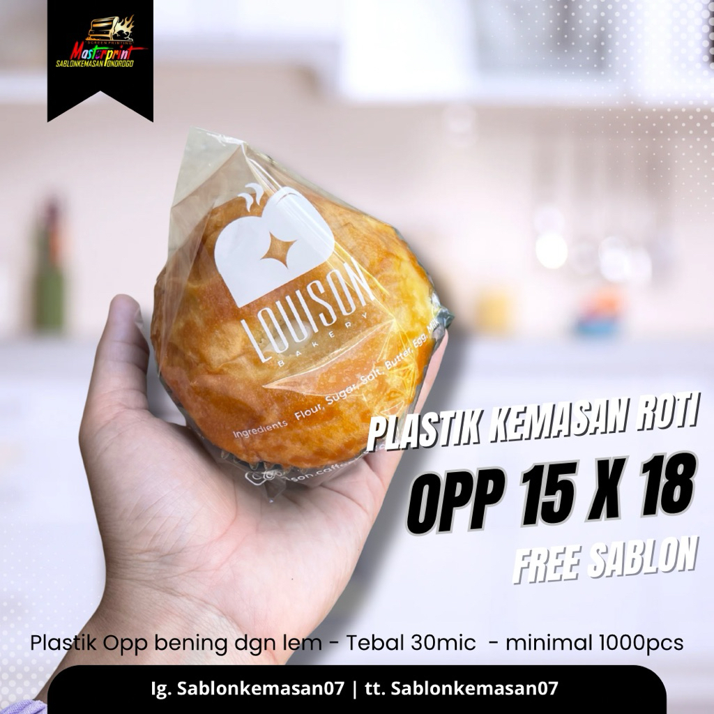 Sablon Plastik Opp Roti Ukuran 15x18 Sablon 1000Pcs sablon kemasan opp kemasan roti