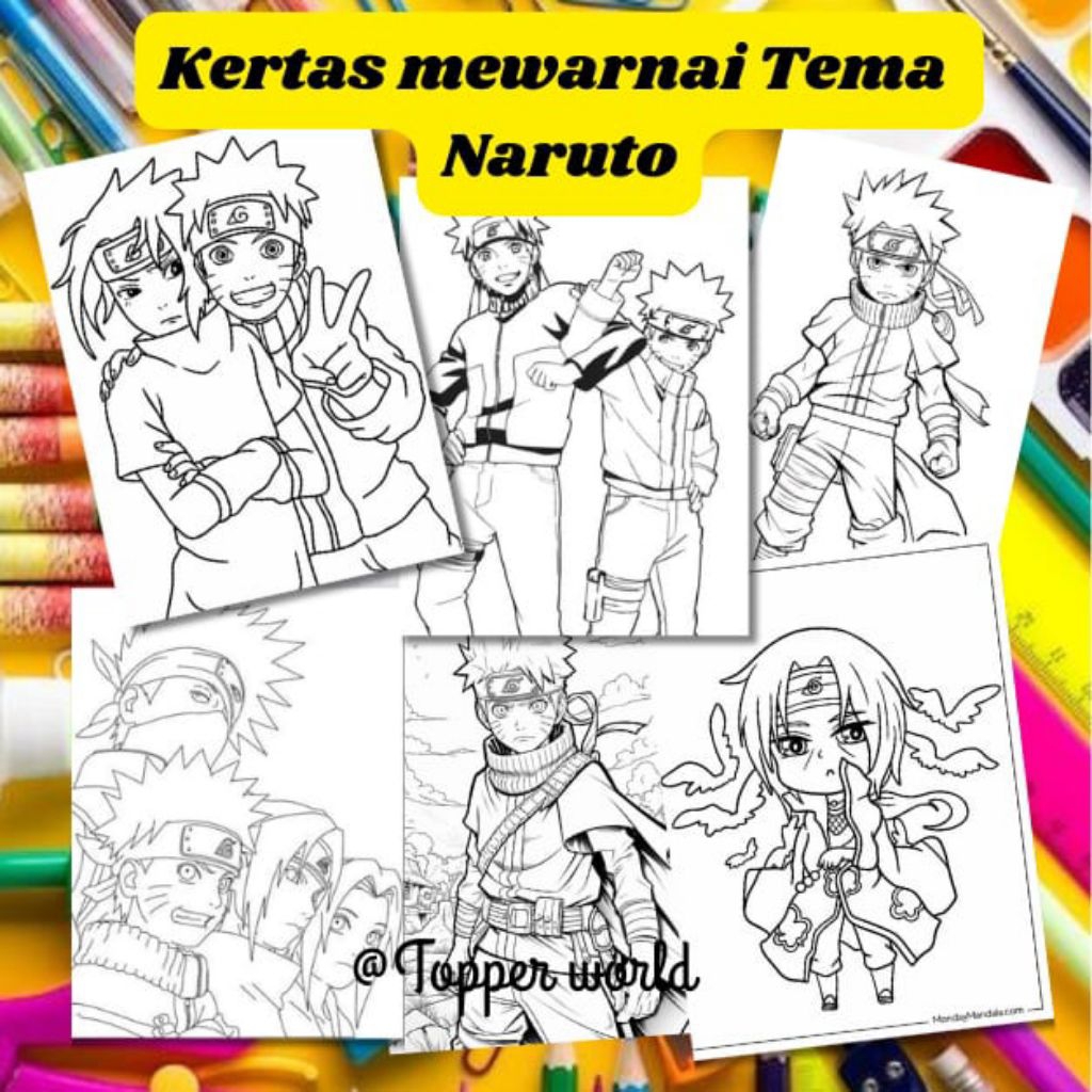 

20 LEMBAR KERTAS MEWARNAI ANAK TEMA NARUTO (READY LANGSUNG KIRIM)