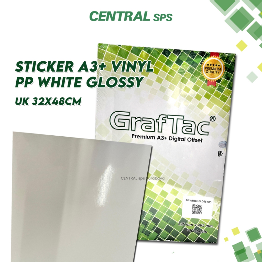 

GrafTac A3+ Vinyl PP White Glossy Sticker Bahan 100 Lembar - CENTRAL sps