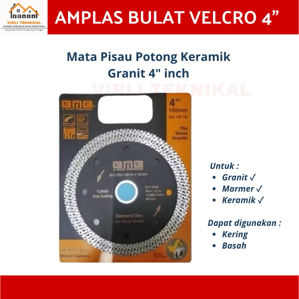 BMB DIAMOND WHEEL - MATA PISAU POTONG KERAMIK GRANIT 4 INCH BMB DIAMOND WHEEL TURBO BATIK 4"
