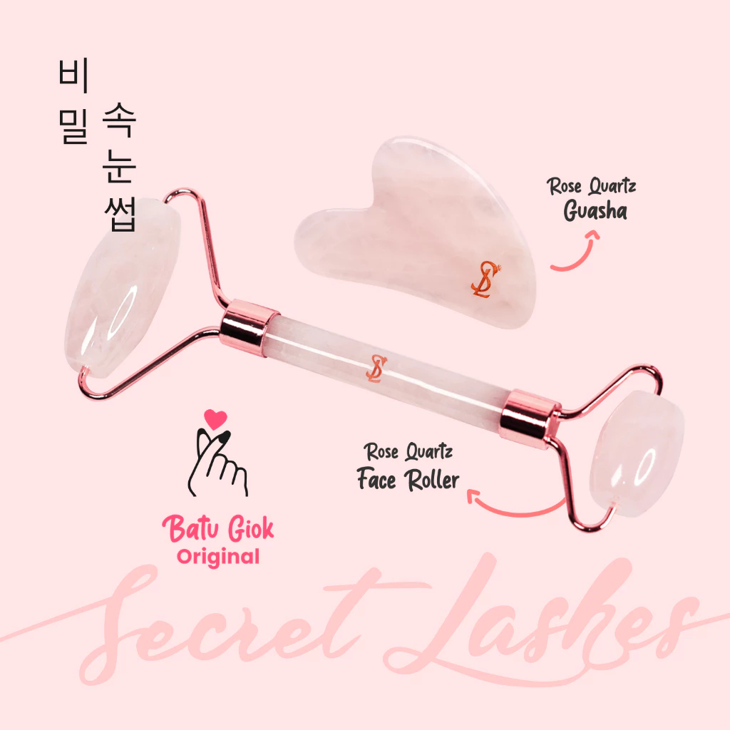 Secret Beauty Stone by Secret Lashes Face Roller Massager Gua Sha Wajah Original Guasha Jade Roller 