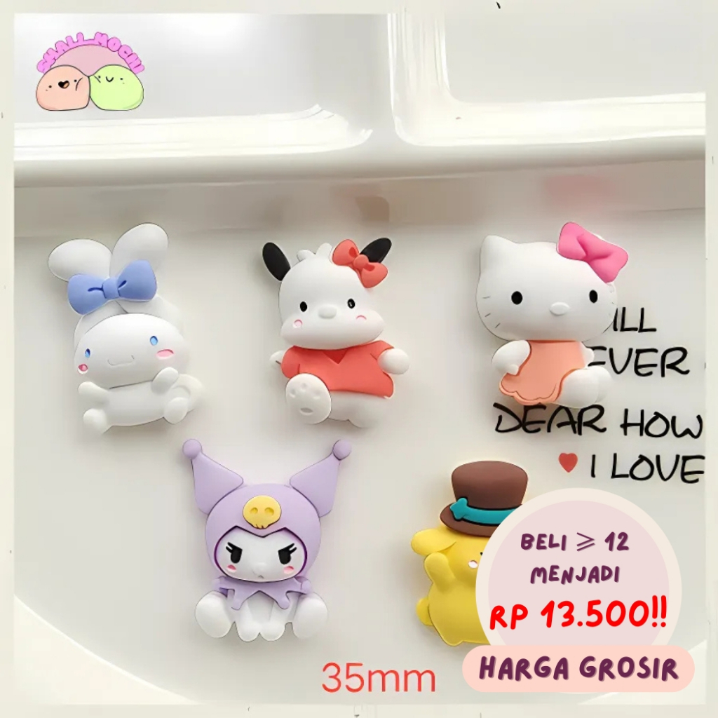 

6 Pcs Resin Clay Stiker 3D Motif Sanrio SET