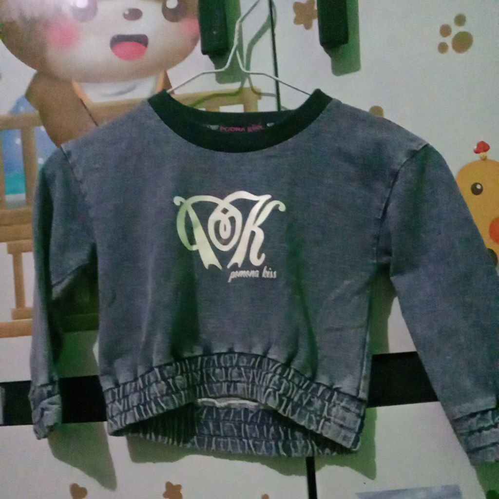 PRELOVED jaket jeans crop anak perempuan