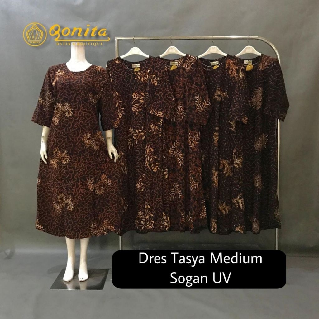 {LD 106 CM} Batik Qonita Home Dress Tangan 7/8 Rayon Premium ll Dres Tasya Medium Sogan Uv