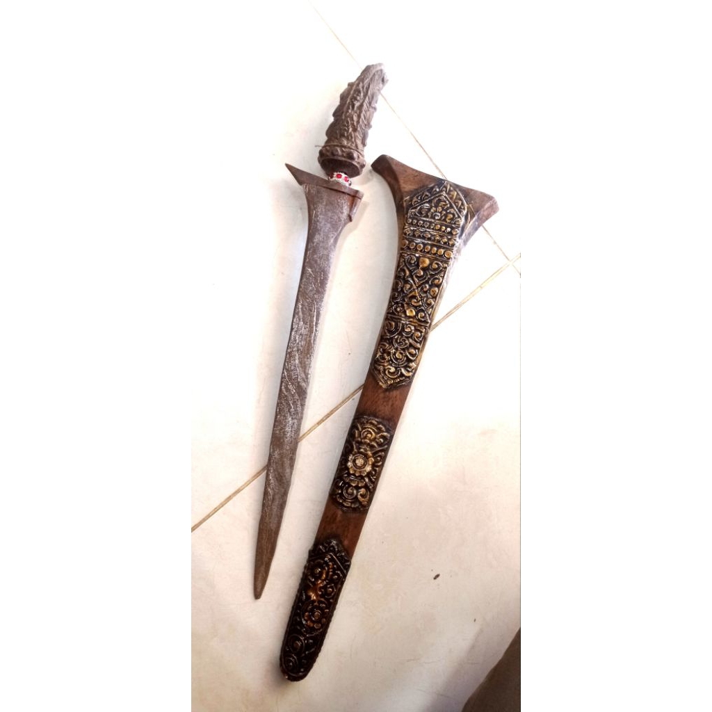 keris Bali pamor banyu Mili panjang bilah 37cm