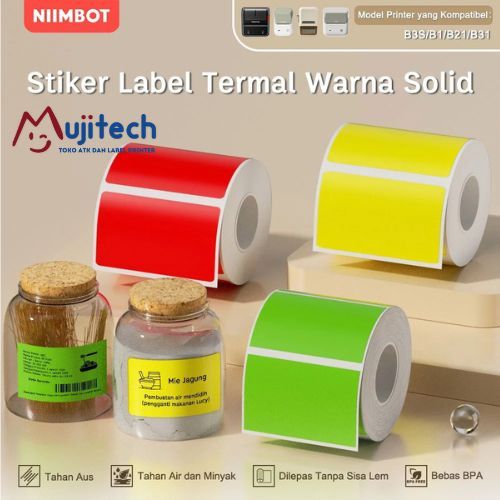 

NIIMBOT B21/B3S/B1/B203 KERTAS LABEL WARNA MURNI BARCODE HARGA UKURAN NAMA ANTI AIR MINYAK