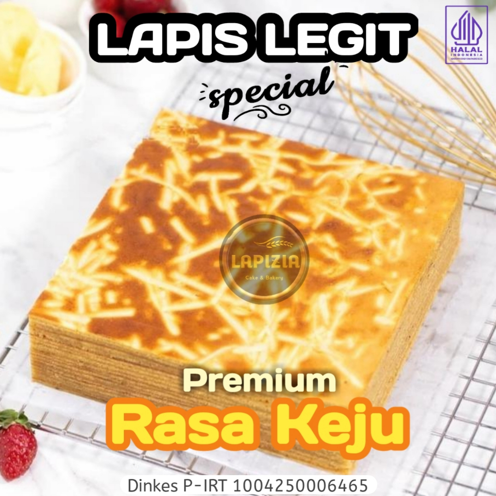 

Lapis legit Rasa Keju Spesial Basah Harum Gurih Legit 100% Halal, Bahan Premium 17 x 17,